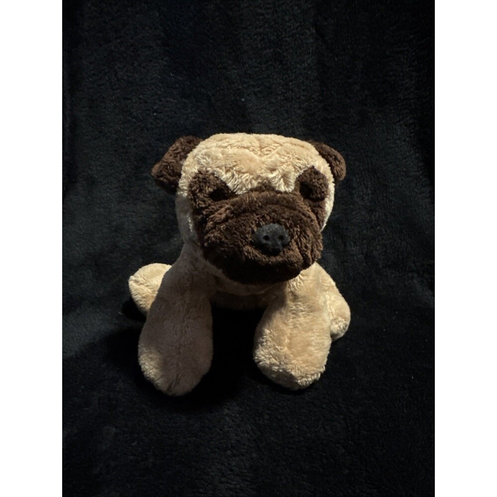 Vintage 90s Mary Meyer Flip Flops Pug Dog Plush Stuffed Animal Cream Brown